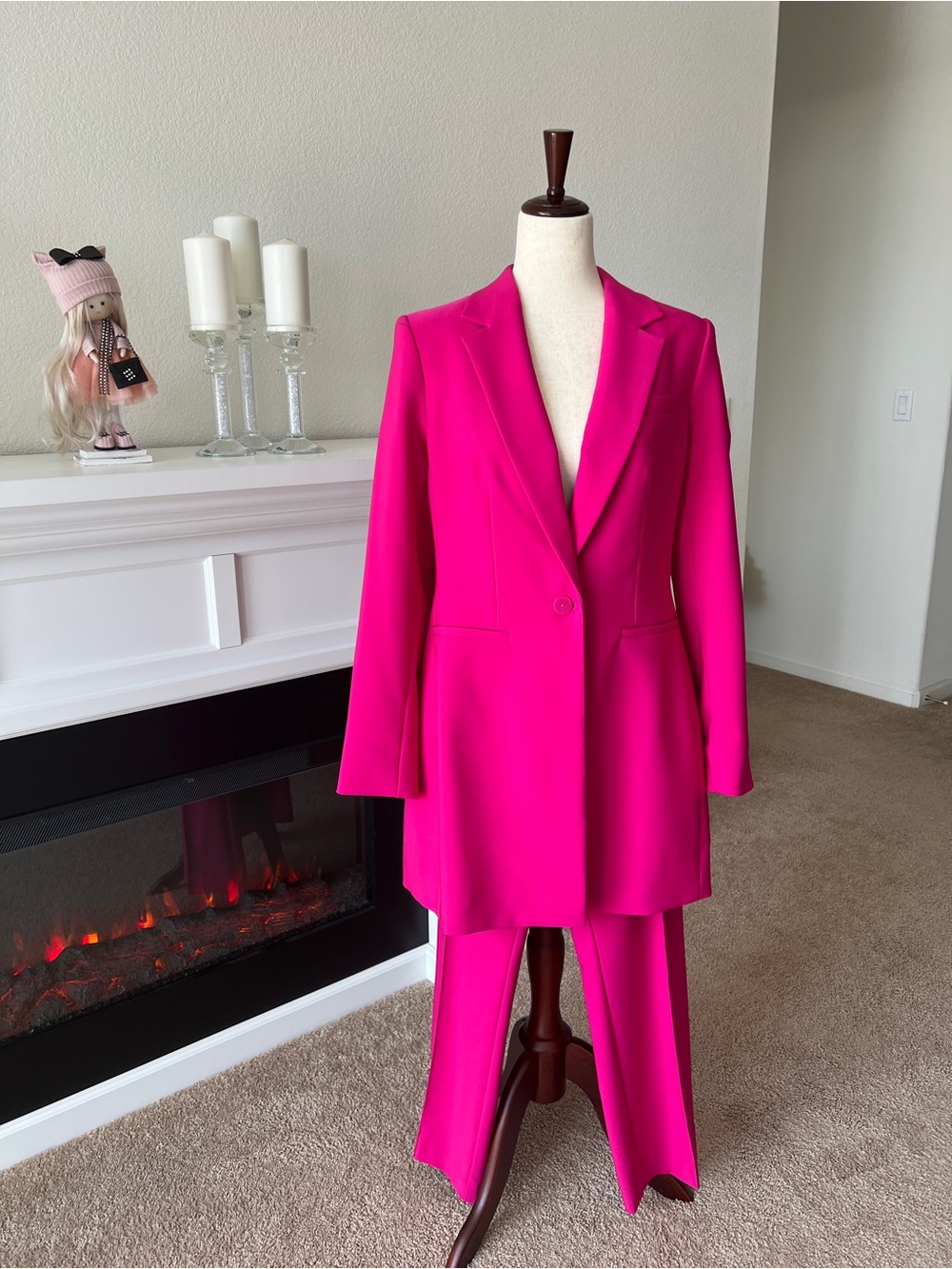 DKNY Hot Pink Long Blazer Jacket